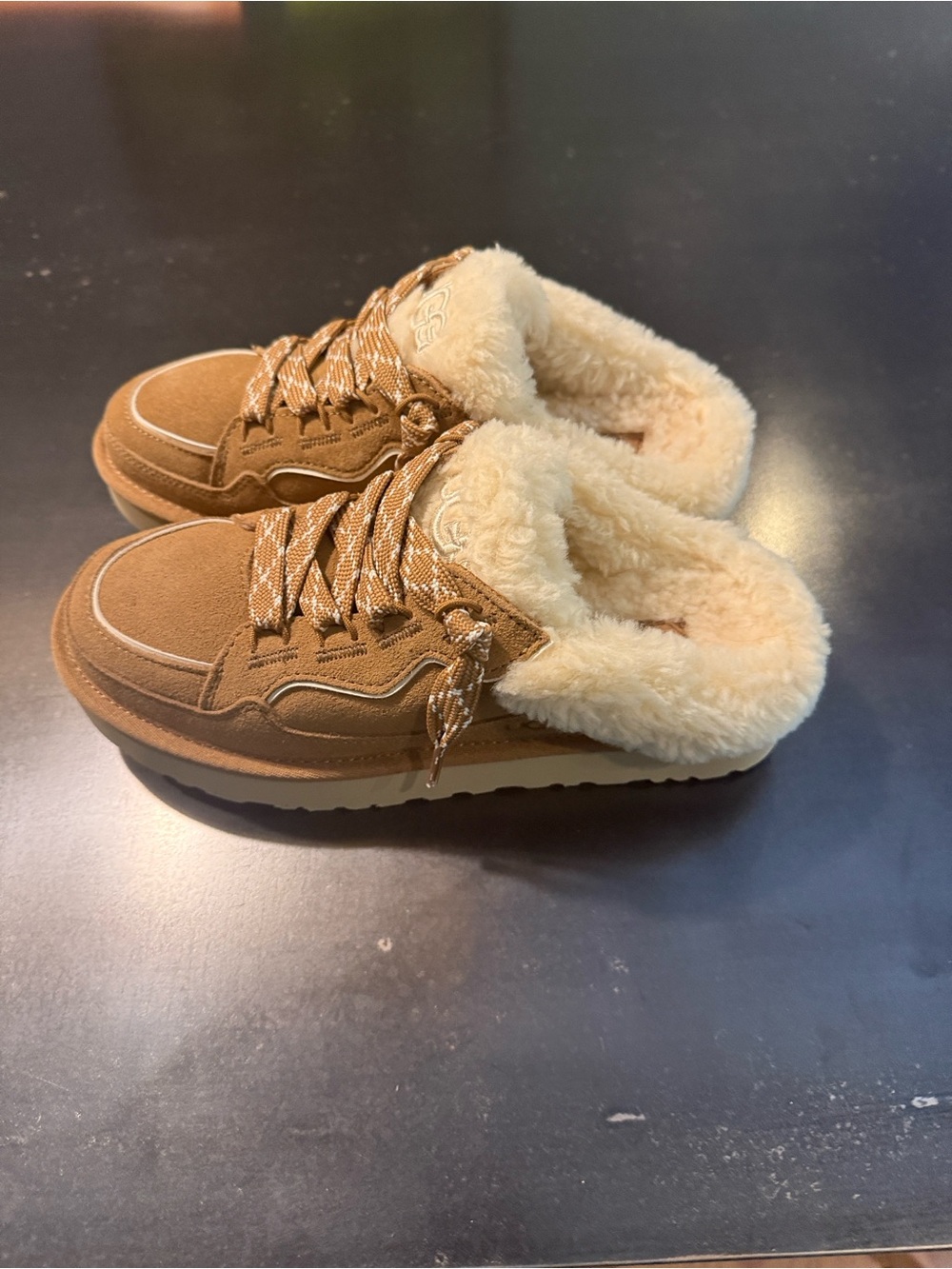 Womens Cozy Faux-Shearling Lined Slip-On Sneakers - Tan